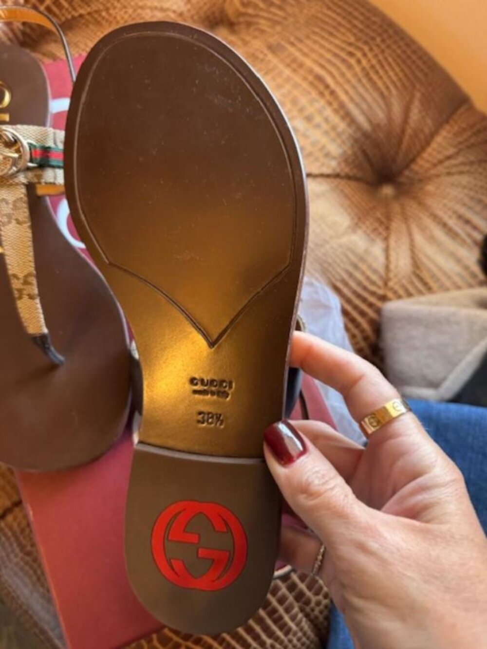 Gucci Leather Thong Slingback Sandals - Picture 4 of 5